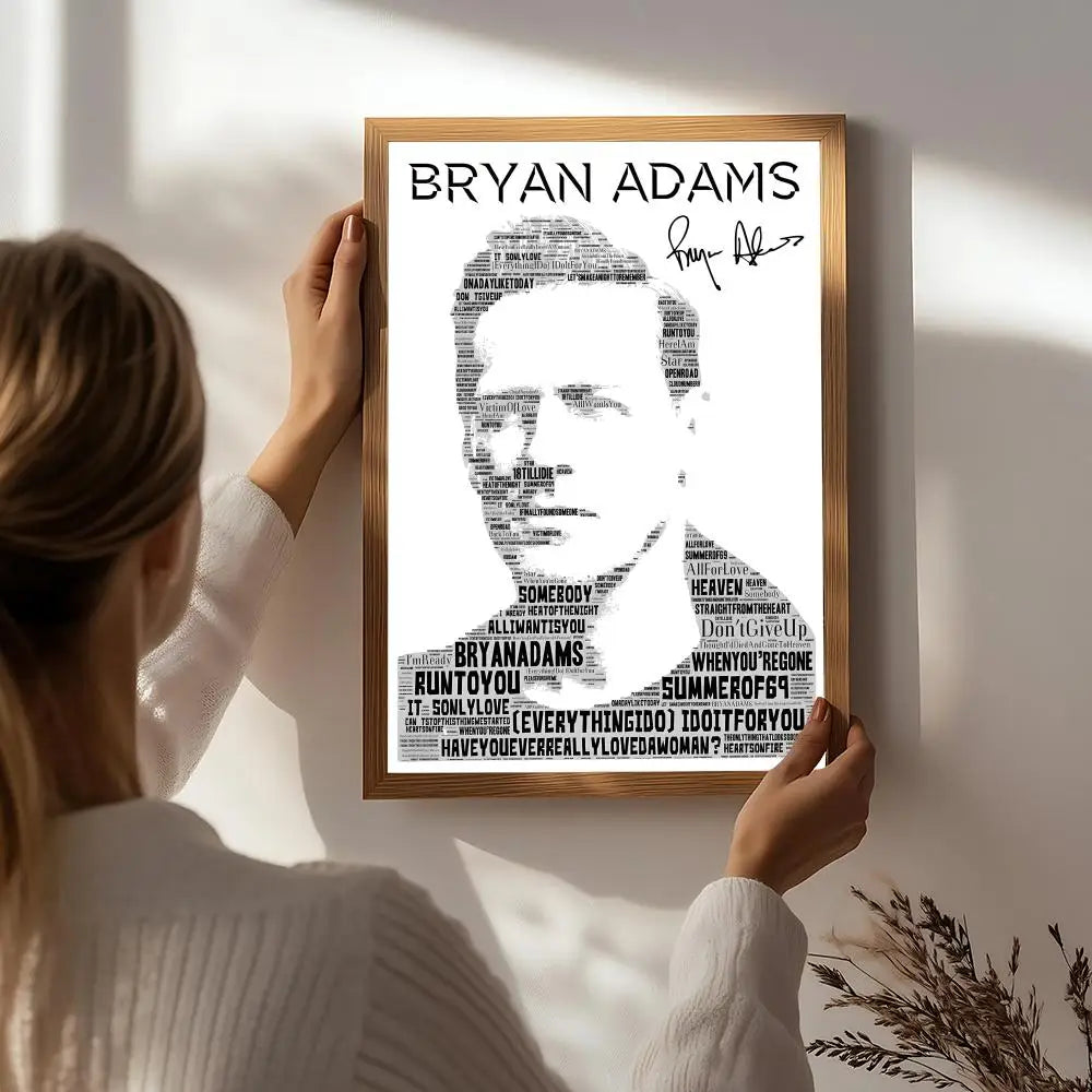 Singer B-Bryan Adams Poster HD Self Adhesive Waterproof Wall Art Ideal for Home Office Dorm Bedroom Great Gift Peaceful Pleasures Health and Wellness White2 21X30cmNoframe