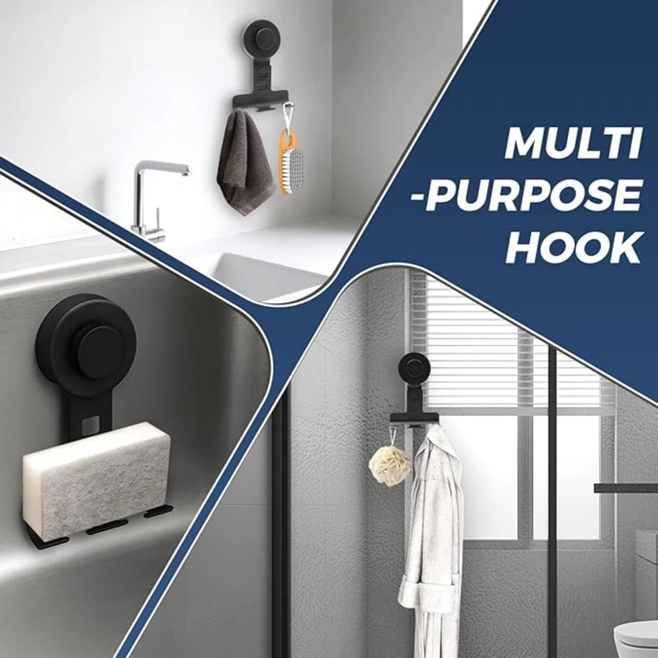 3-Hook Suction Cup Razor Holder for Shower – Stainless Steel Shower Razor Holder Peaceful Pleasures Health and Wellness