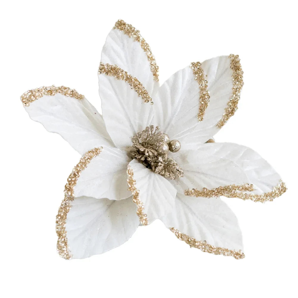 30cm Glitter Poinsettia Christmas Flower Ornament | Xmas Décor