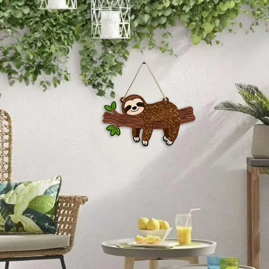 Cute Sloth Wooden Welcome Sign – Hanging Door & Wall Plaque Decorative Wall Sign Oasis Select