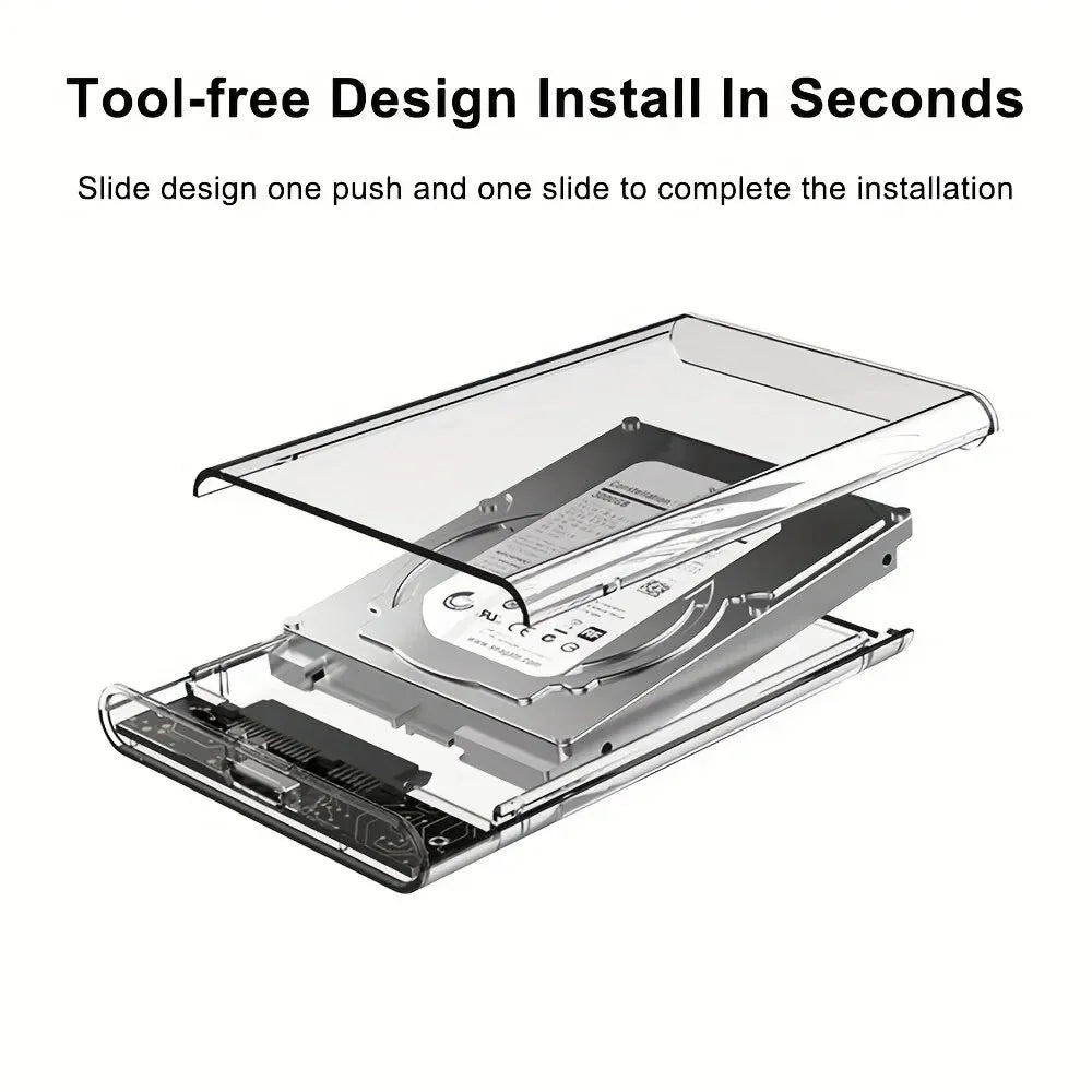 2.5 Inch HDD SSD Case SATA to USB 3.1 Type C 4TB Transparent External Hard Drive Housing Compatible UASP SATA III Laptop Peaceful Pleasures Health and Wellness