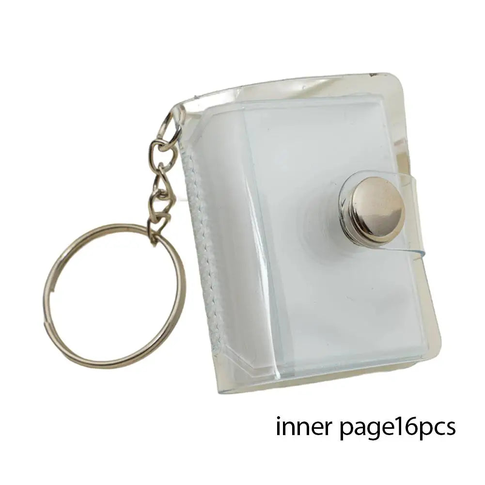 Mini Keychain Photo Album – 16-Page PVC Pocket Card Holder Keychain Photo Album Peaceful Pleasures Health and Wellness Transparent