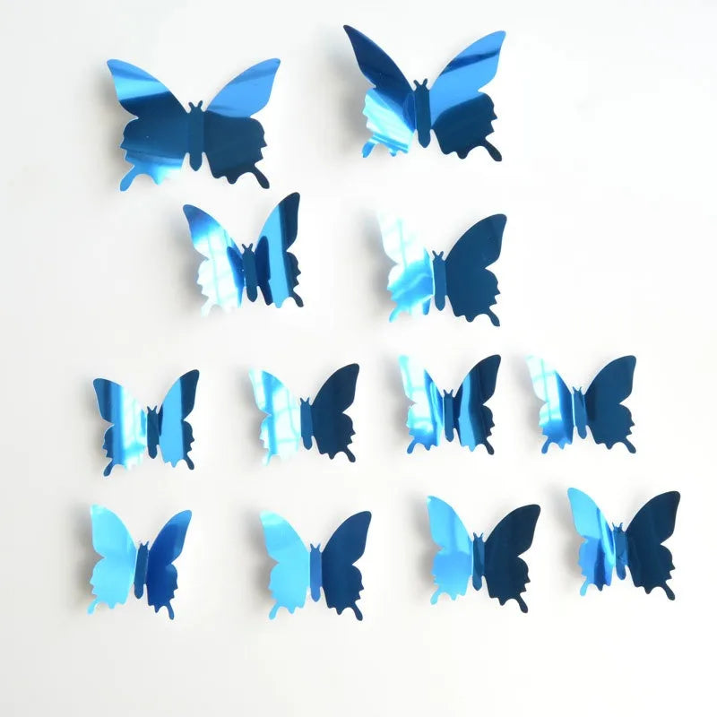 12pcs 3D Butterfly Mirror Wall Stickers Removable DIY Wall Art for Party Wedding Decor Home Decorations Craft Supplies stickers Peaceful Pleasures Health and Wellness