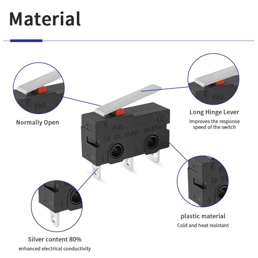 KW11-3Z Micro Limit Switch 3-Pin NO/NC 5A 125/250VAC | 10/20 Pack