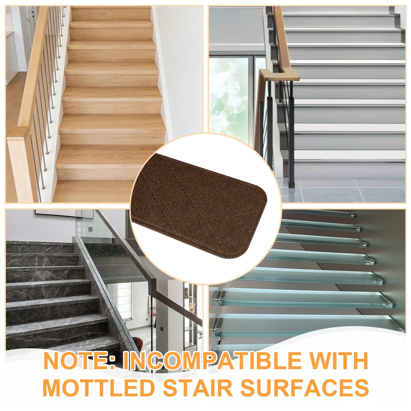 Non-Slip Self-adhesive Edging Stair Treads Indoor Soft Safety Stair Runners TPE Backing for Home Wooden Steps Kids Dogs Pads Peaceful Pleasures Health and Wellness