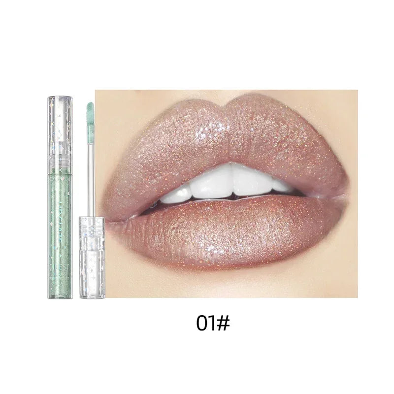 Glitter Holographic Lip Gloss – 15 Shades, Waterproof & Hydrating