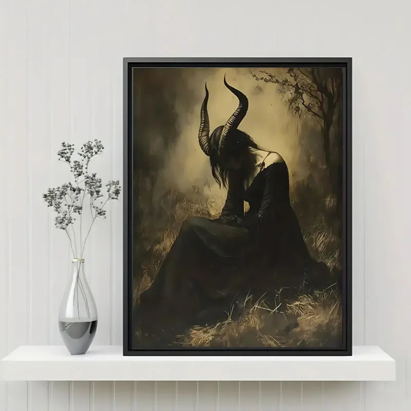 1pc Frameless Canvas Print - Victorian Gothic Witch Dark Academia Wall Art, Home Decoration, Indoor Wall Art Dark Academia Decor Peaceful Pleasures Health and Wellness