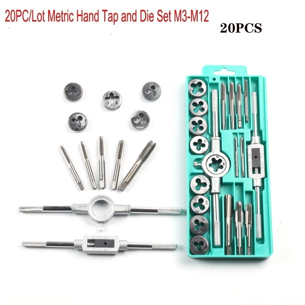 Metric Tap & Die Set M3-M12 | 8/12/20 Pc Chrome-Vanadium Kit Peaceful Pleasures Health and Wellness