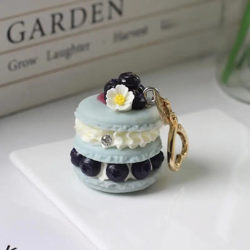 Fruit Macaron Cake Keychain | Cute Dessert Bag Charm for Girls
