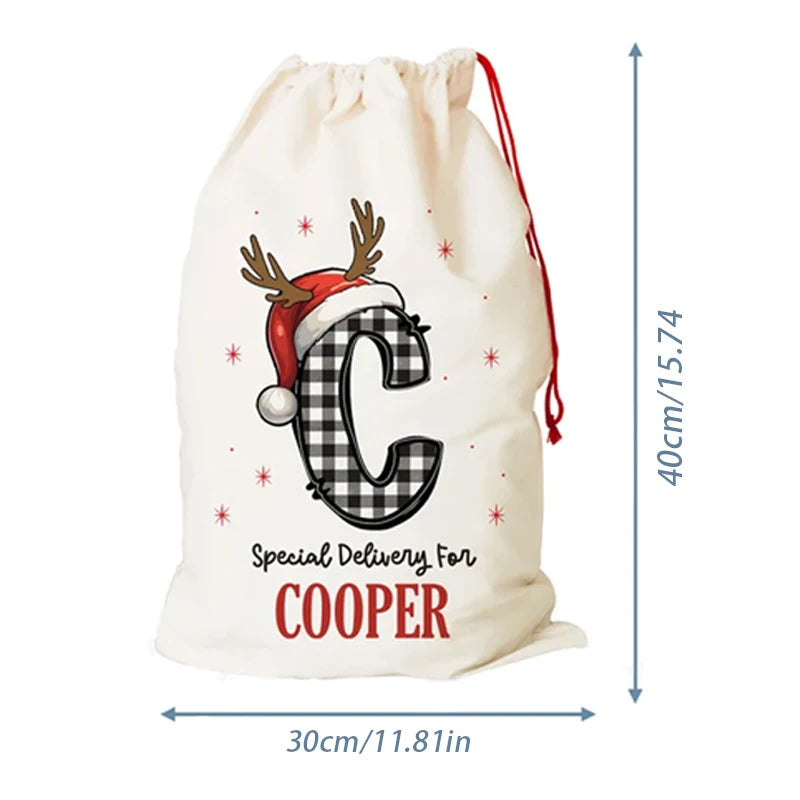 Personalised Christmas Drawstring Gift Bag | Custom Kids Xmas