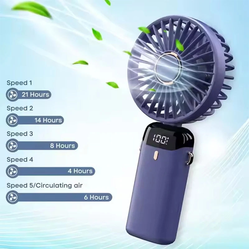 Powerful Fans Portable Electric Handheld Fan USB Rechargeable Hand-Held Hanging Small Fans for Home Travel Office Outdoor Peaceful Pleasures Health and Wellness