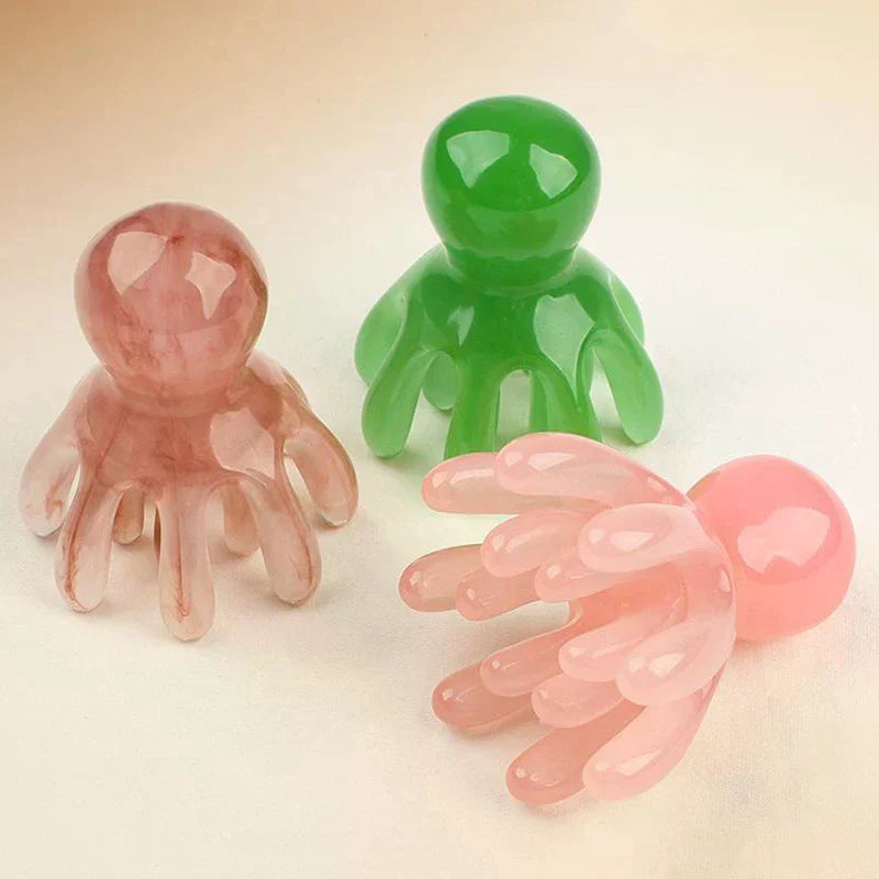 Resin Double Row Octopus Comb, Cute Head Massager, Hair Care, Meridian Scraping, Scalp Massage, Acupuncture, SPA, Gua Sha Massag Peaceful Pleasures Health and Wellness