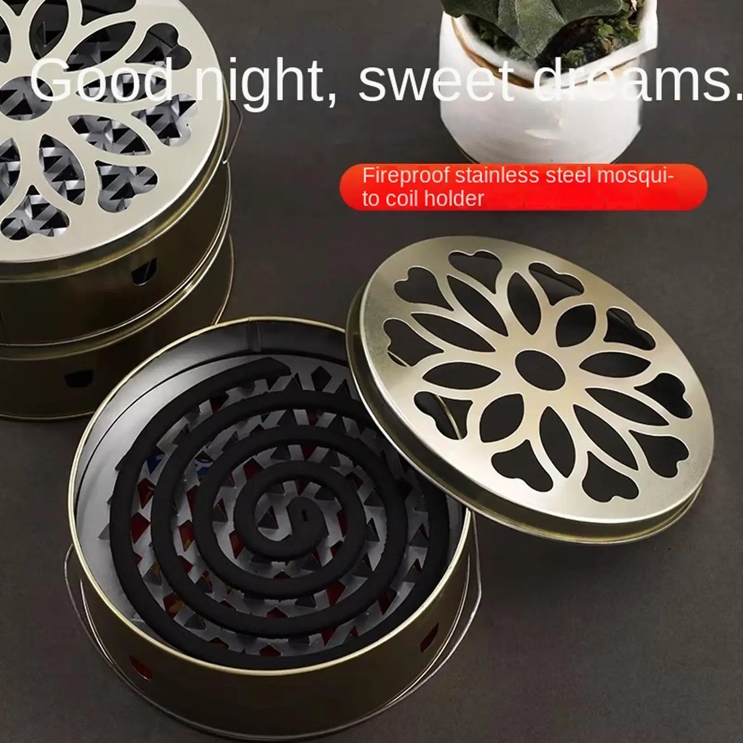 Portable Stainless Steel Coil & Incense Holder Box with Lid