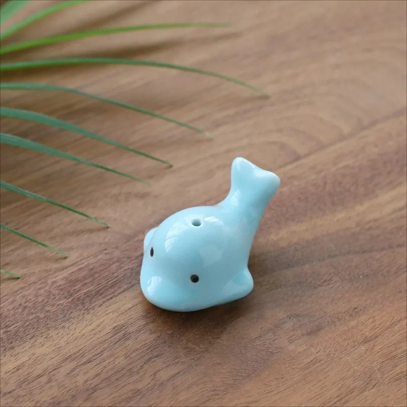 Creative Cute Small Whale Incense Burner Sandalwood Stick Incense Holder Aroma Censer Indoor Tea House Ornaments Home Decor Peaceful Pleasures Health and Wellness Blue
