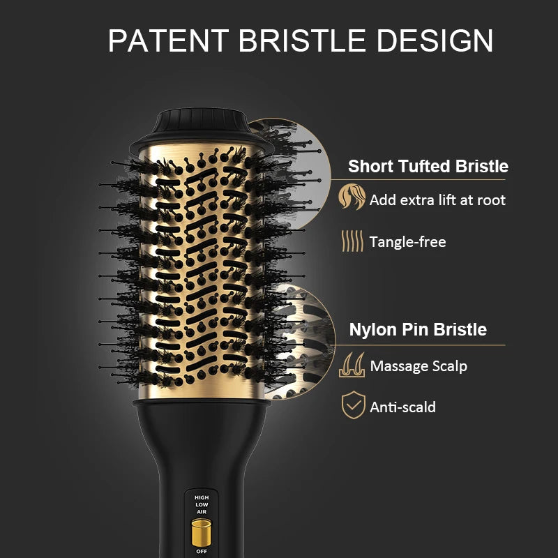 LISAPRO Elegant Black Golden Hot Air Brush 2.0 One Step Hair Dryer Brush and Styler Volumizer Multifunctional Blow Dryer Brush Peaceful Pleasures Health and Wellness
