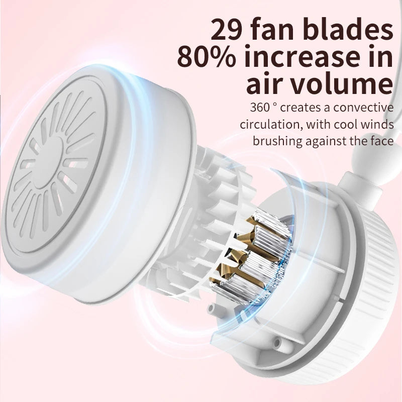 Portable Mini Neck Fan Rechargeable Adjustable Lanyard and Bracket Free Your Hands Outdoor Small Hanging Neck Fan For Children Peaceful Pleasures Health and Wellness