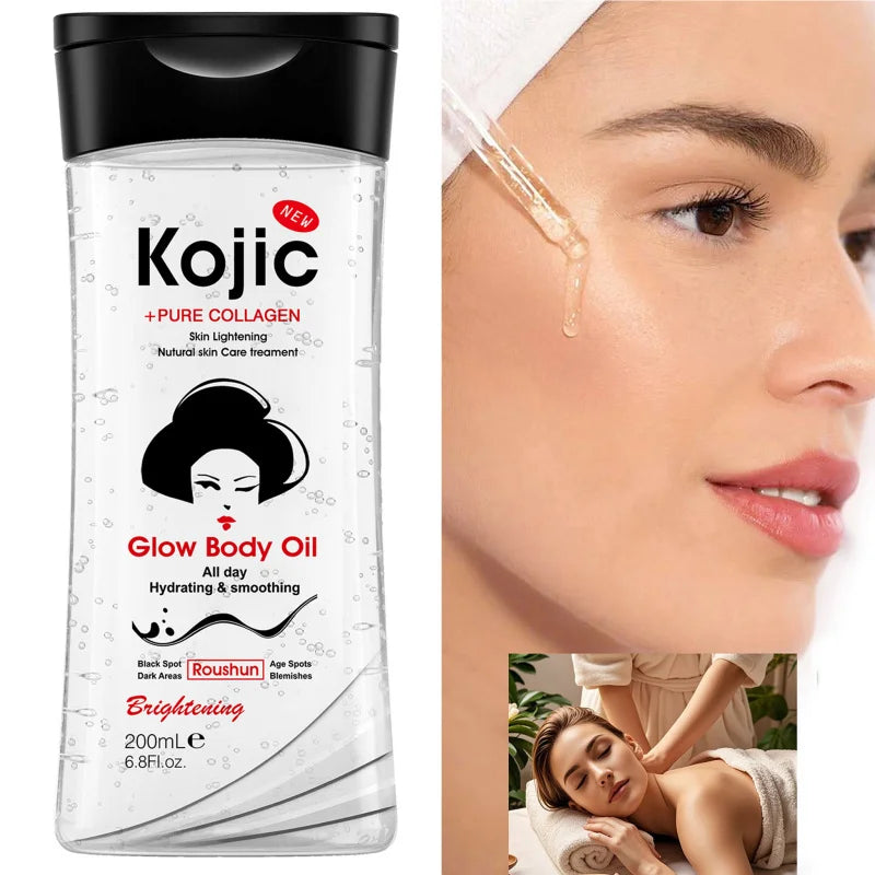 200ml Kojic Acid Body Oil Body Essential Oil Skin Care Oil Moisturizing and Hydrating Care Suitable for All Seasons Peaceful Pleasures Health and Wellness