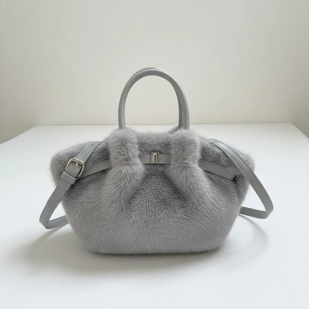 Women's Fuzzy Tote Bag Fashion Bucket Bag Fluffy Shoulder Crossbody Bag with Soft Material and Multiple Carrying Options Peaceful Pleasures Health and Wellness