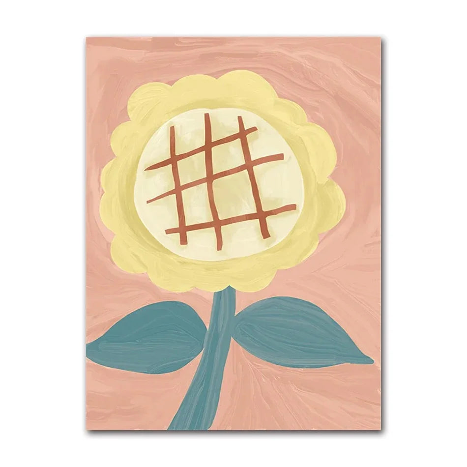 Boho Daisy Sunflower Fruits Canvas Wall Art – Kids Room Decor