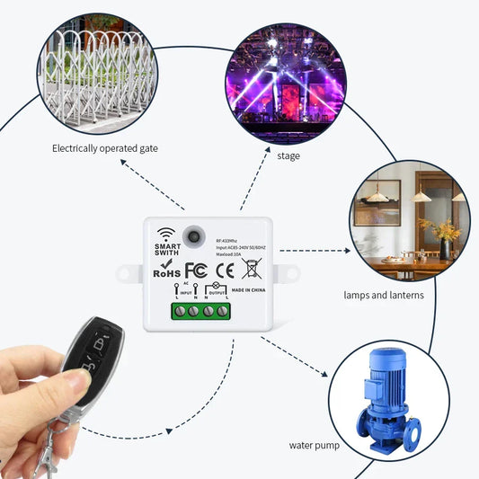 RF 433MHz Wireless Remote Light Switch 10A Relay AC 110V 220V Wireless Remote Switch Oasis Select