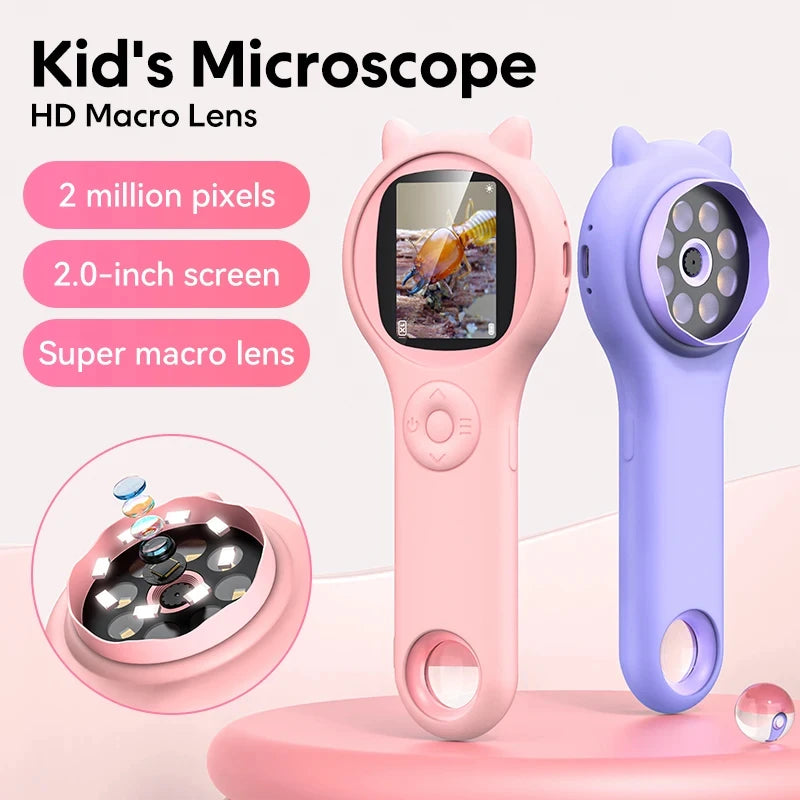 Kids Microscope Handheld Magnifying Digital 1000X Magnifier 200 Megapixels with Led for Children Educational Science Toys Peaceful Pleasures Health and Wellness