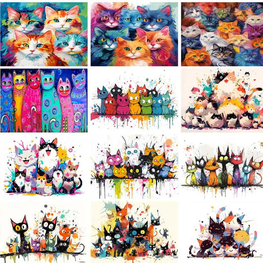 Abstract Cat Paint by Numbers Kit for Adults – 60x75cm Canvas Paint by Numbers Kit Peaceful Pleasures Health and Wellness