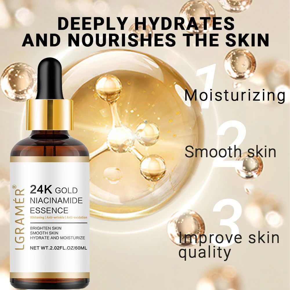 24K Gold & Niacinamide Anti-Aging Facial Essence Peaceful Pleasures Health and Wellness