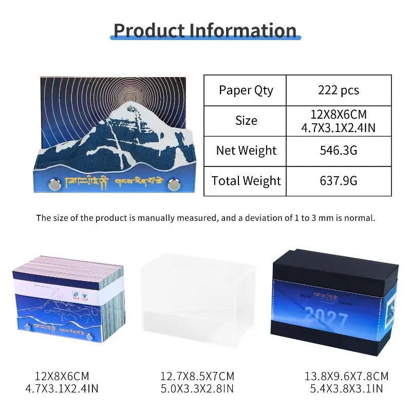 2027 3D Tear-Away Desk Calendar with LED Light | Paper Carving