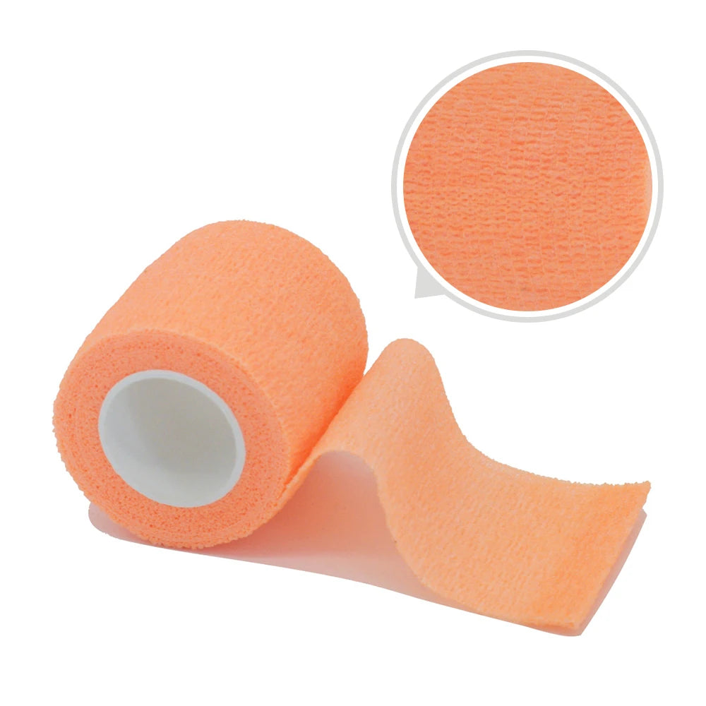 2.5/5/10cm*4.8m Gauze Bandage Self-adhesive Breathable Elastic Bandages for Sports Fixing Finger Wrist Leg Sports Protector Peaceful Pleasures Health and Wellness bright orange 15cmX4.8m