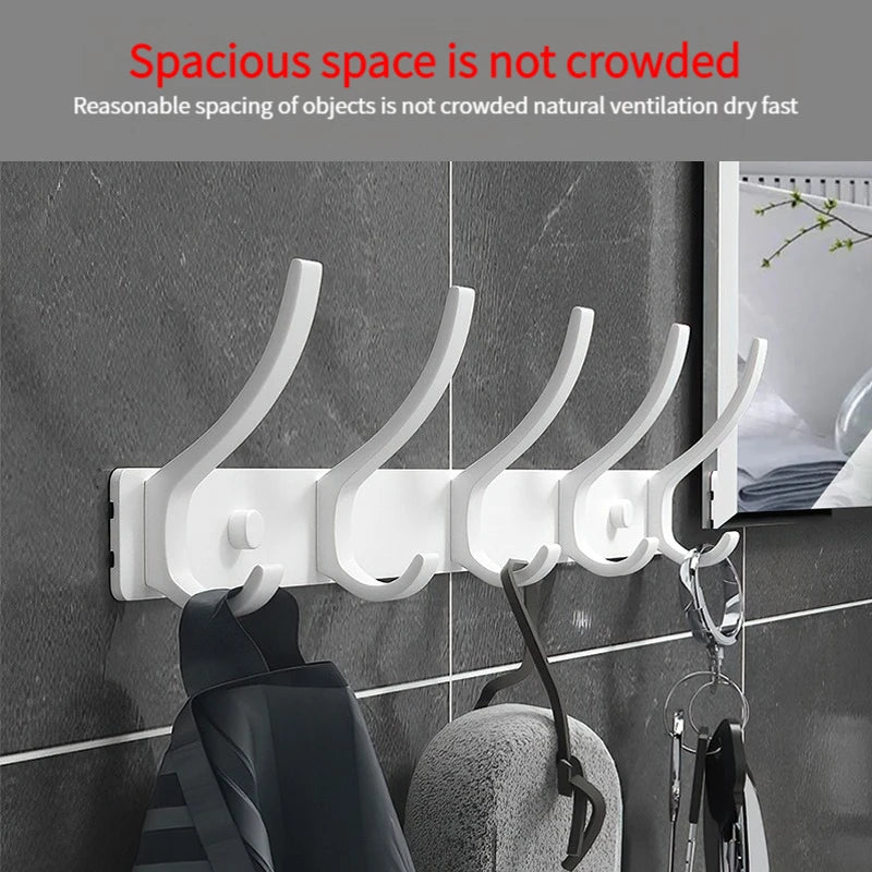 YUNJIEYA 6-Hook Aluminum Wall Hanger | Black White Gun Grey Wall Hook Rack Peaceful Pleasures Health and Wellness