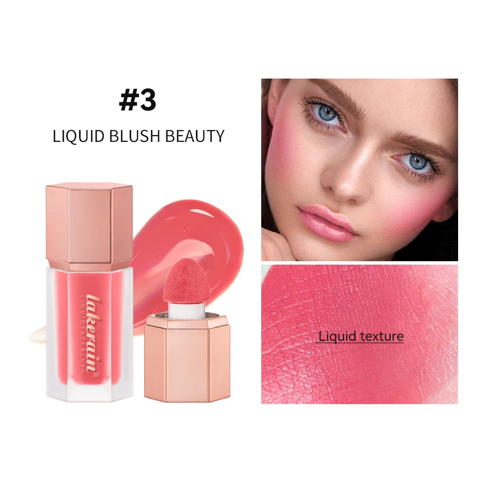 6 Colour Matte Liquid Blush Easy to apply long lasting waterproof blush sponge brush head Eyes lips Makeup Blush Cosmetics Peaceful Pleasures Health and Wellness color 3