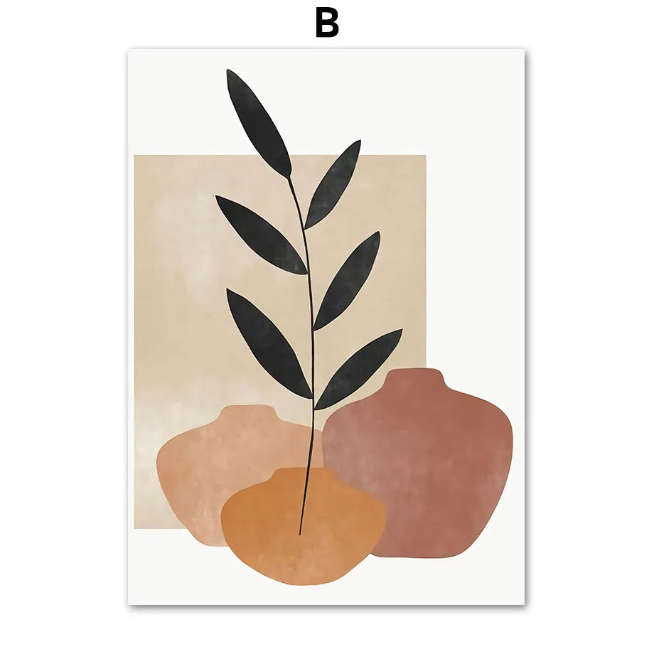 Boho Sage Leaves Plants Posters Abstract Artwork Geometric Wall Art Canvas Painting Nordic Art Poster For Living Room Home De Peaceful Pleasures Health and Wellness B 30x40cm Unframed