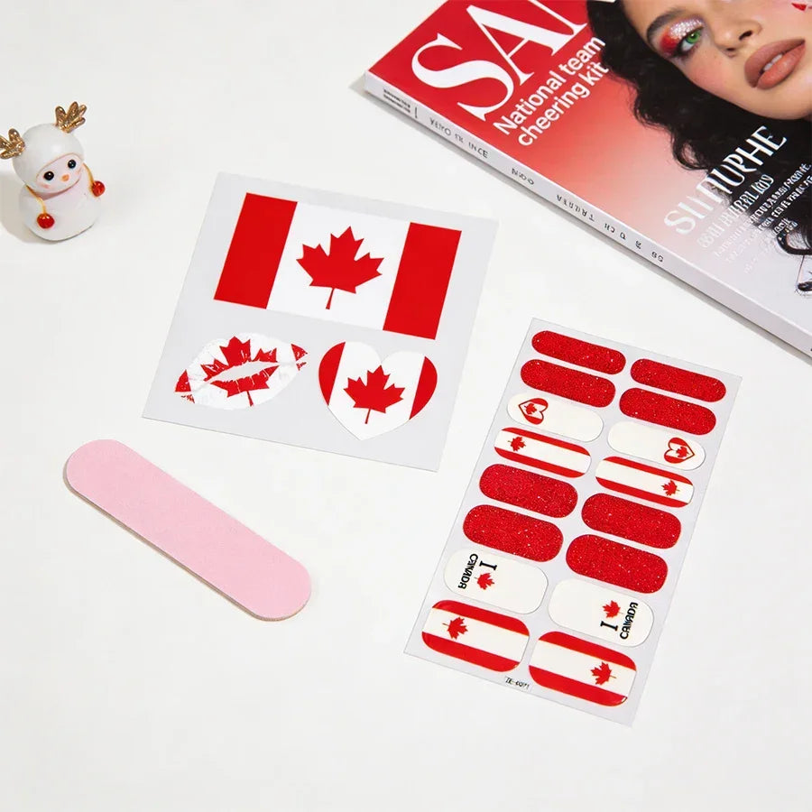 3-Piece Flag Nail Sticker & Foil Art Accessories Set Peaceful Pleasures Health and Wellness