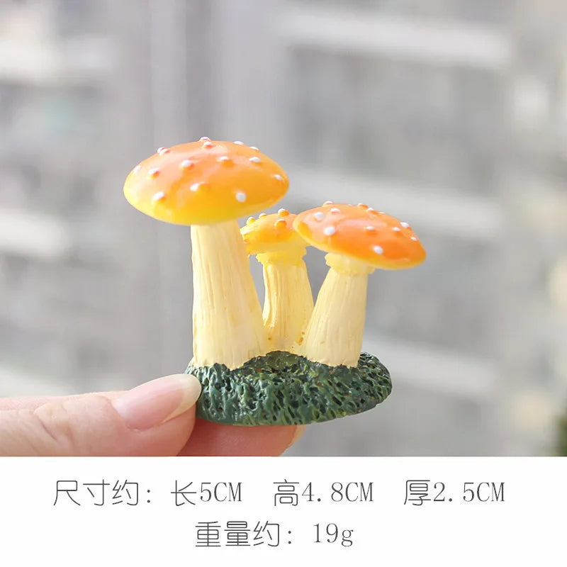 Mini Resin Mushroom Shaped Statue Waterproof Miniature Gifts for Patio Bonsai Dollhouse Fairy Garden Desk Decoration Home Decor Peaceful Pleasures Health and Wellness B
