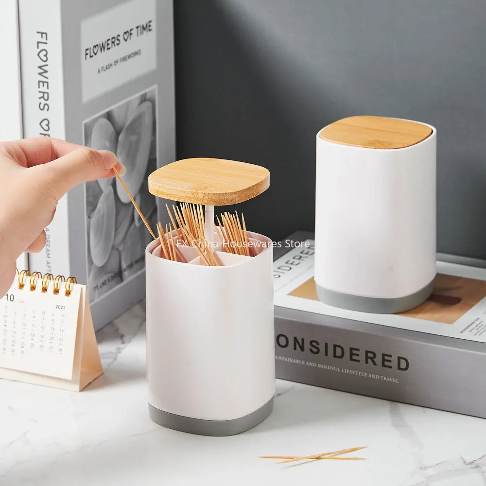 Household creative press-type toothpick box large-capacity grid toothpick tube simple personality toothpick storage tube Peaceful Pleasures Health and Wellness