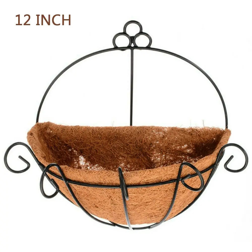 Coconut Palm Iron Hanging Basket Flower Pot | Garden Wall Decor