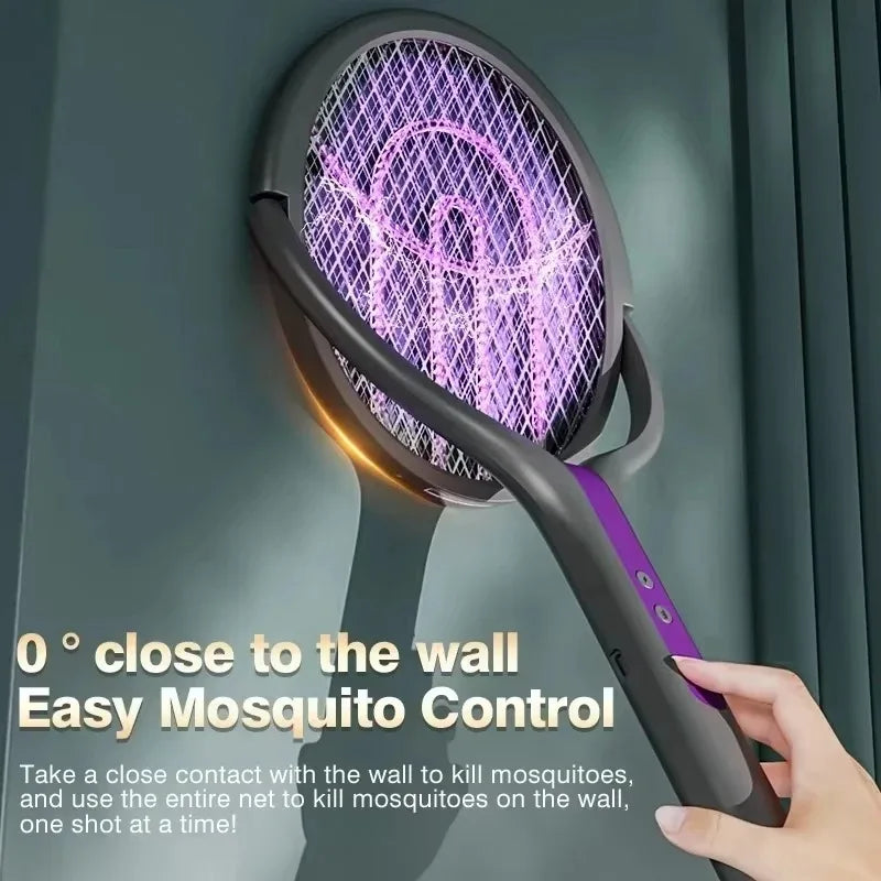 2-in-1 Electric Mosquito Swatter with LED Lamp | USB Rechargeable