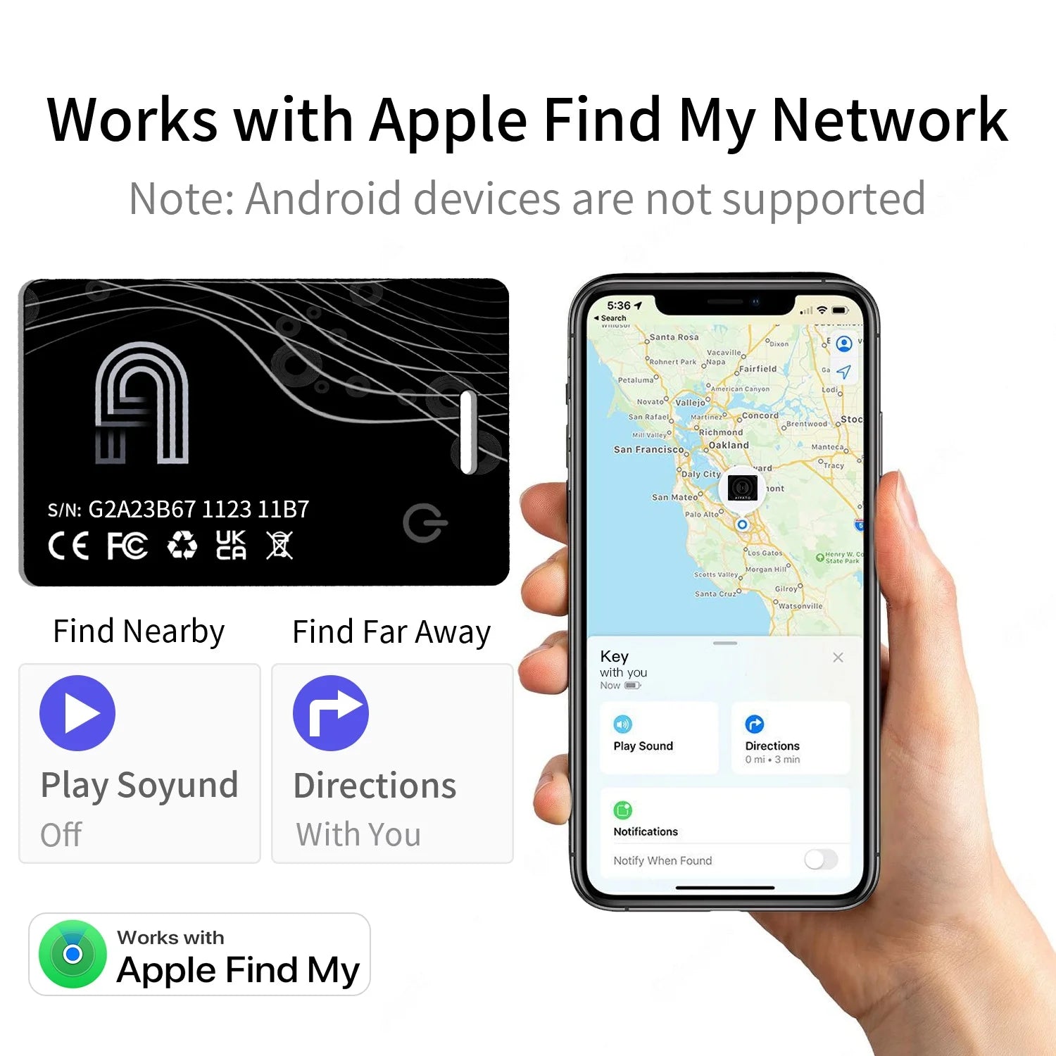 Ultra-thin Wireless Charging Wallet Card Bluetooth GPS Tracker Smart Tag Work with Apple Find My Location Wallet Finder for IOS Peaceful Pleasures Health and Wellness