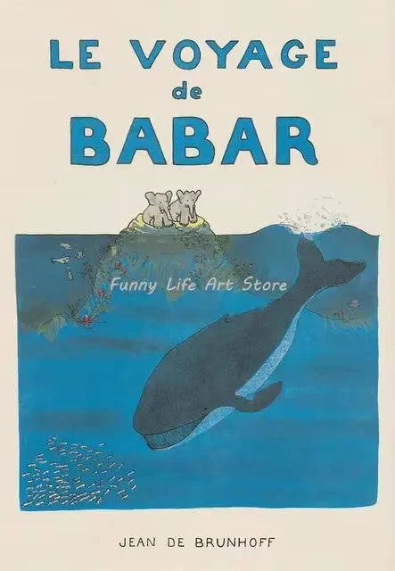 Vintage Babar Elephant Canvas Wall Art | Kids Nursery Poster