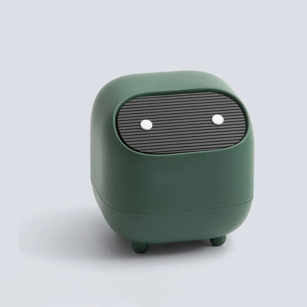 Cute Ninja Mini Desktop Trash Can with Lid | Small Plastic Bin