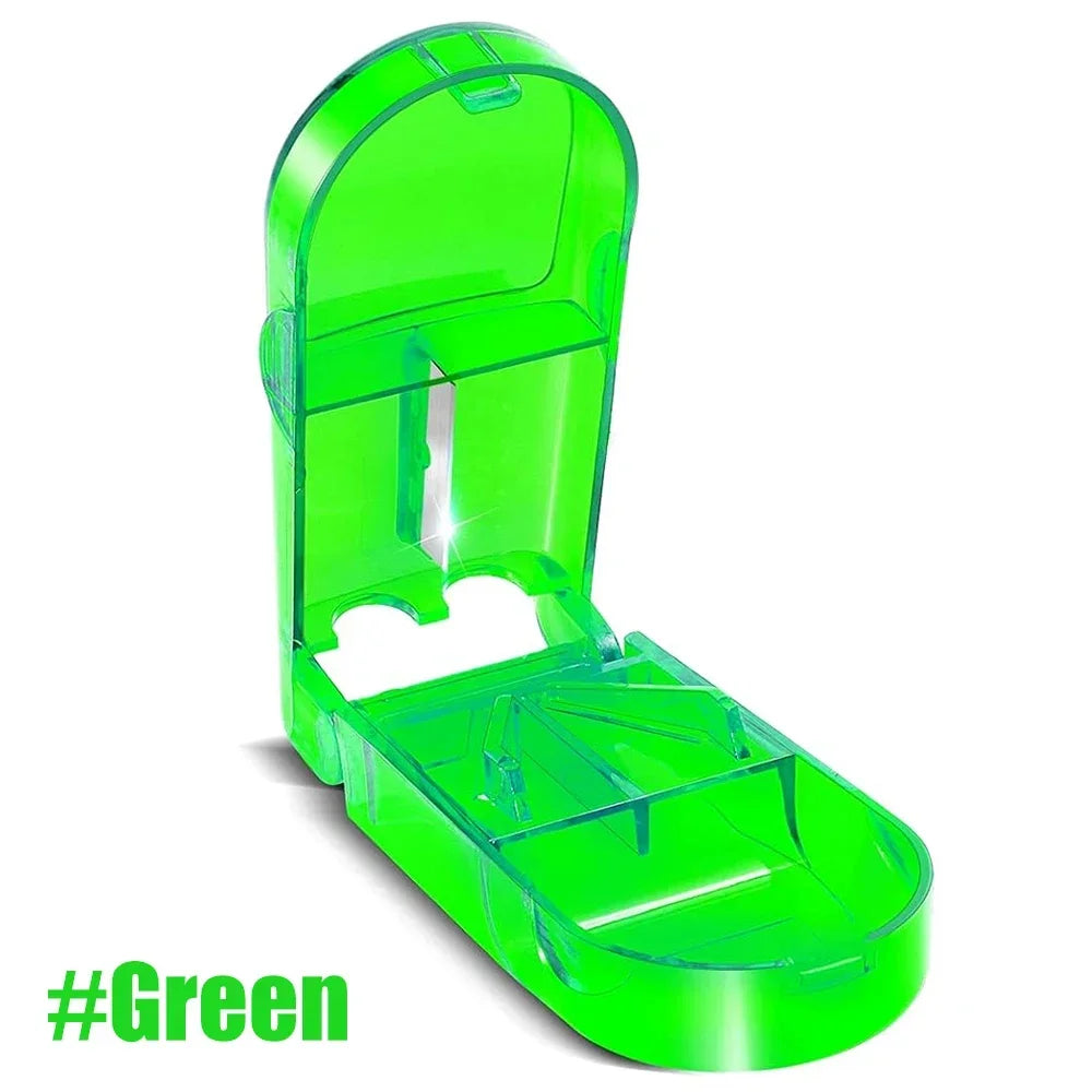New Pill Cutter, Professional Pill Splitter for Cutting Small Pills or Large Pills in Half, Doubles As A Pill Box for Tiny Pills Peaceful Pleasures Health and Wellness Green