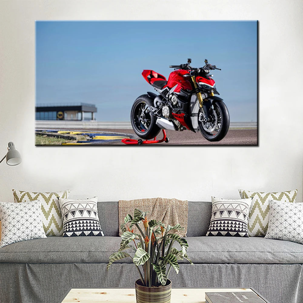 Canvas Wall Arts Home Decor Streetfighter V4 S Ducati Panigale V4 R Motorbike Wallpaper Decoration Picture Living Room Artwork Peaceful Pleasures Health and Wellness