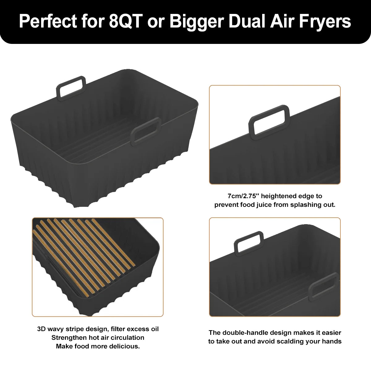 Leeseph Air Fryer Silicone Liners, Reusable Non-Stick Pot Oven Liner Baking Tray, Air Fryer Basket Air Fryer Accessories Peaceful Pleasures Health and Wellness