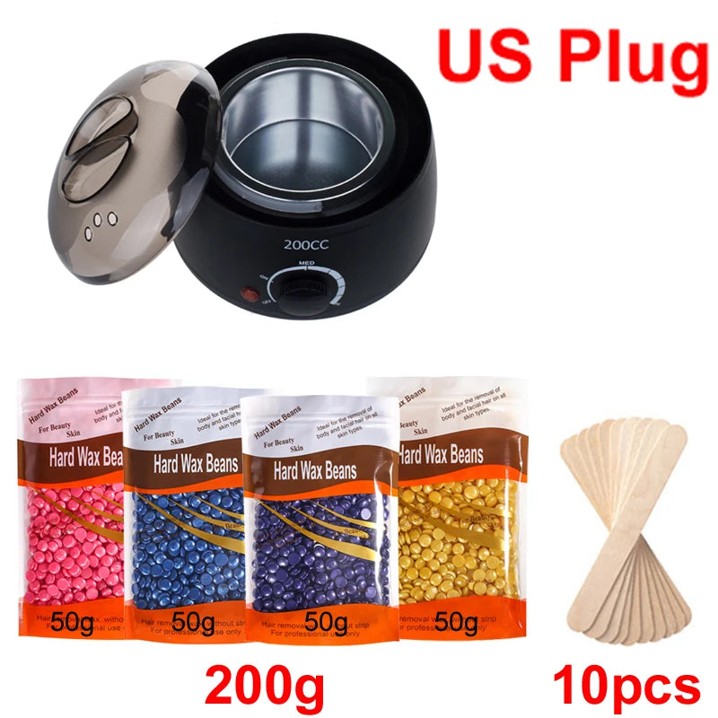 2026 200ML Hair Removal Tool Warmer Wax Heater Hands Feet Epilator Depilatory Paraffin Wax Machine Kit/Wax Beans/Wax Heater Peaceful Pleasures Health and Wellness 035-B-US-200g