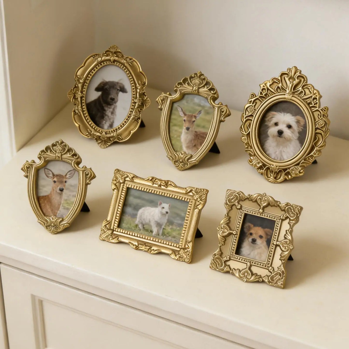 Gold Vintage Mini Photo Frames | DIY Shadow Box Set of 5