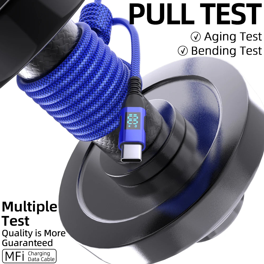 100W USB-C Fast Charging Cable with LED Display | 1M 2M 3M Peaceful Pleasures Health and Wellness