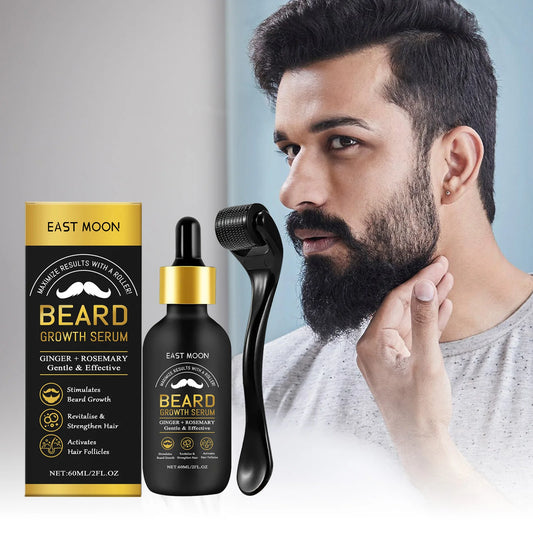Men's Beard Thickening Oil + Roller – Collagen & Rosemary 60ml