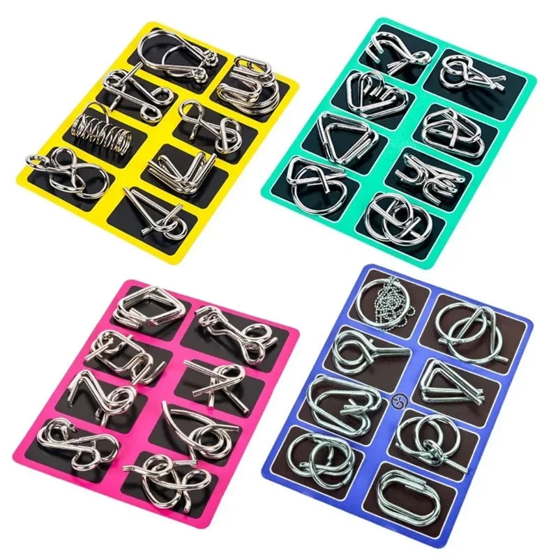 8-Piece Metal Interlocking Rings Brain Teaser Puzzle IQ Set