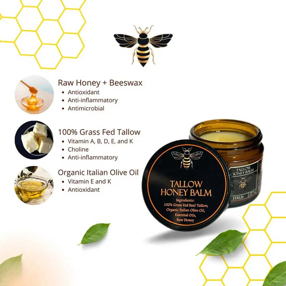 Grass-Fed Beef Tallow & Raw Honey Balm – Natural Moisturizer