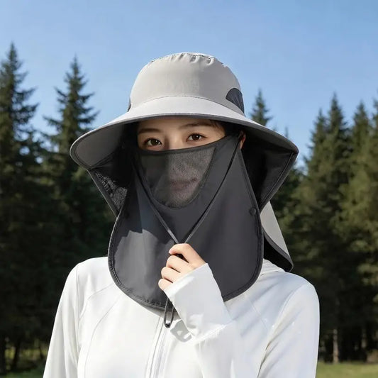 Full Face Neck Integrated Sun Hats Quick Dry Wide Brim Outdoor Fishing Bucket Caps Breathable Mountaineering Visors Peaceful Pleasures Health and Wellness